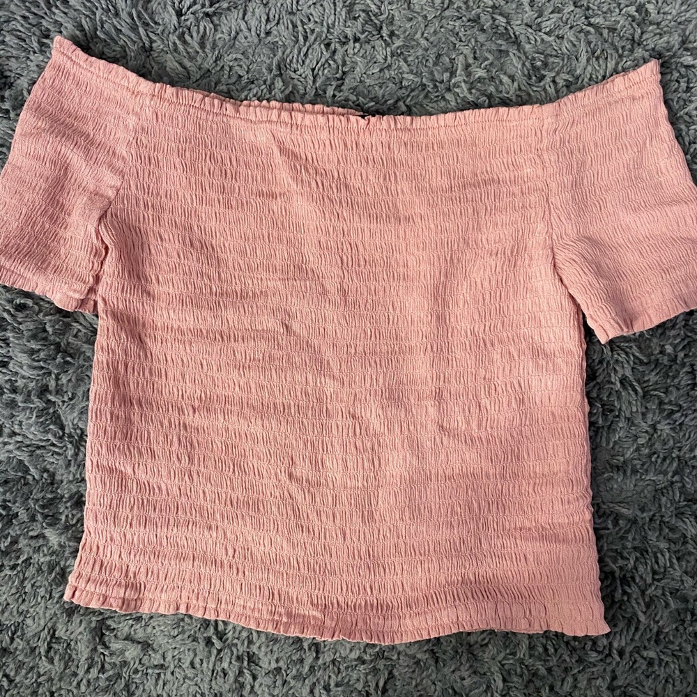 Off the Shoulder Coral Crop Top